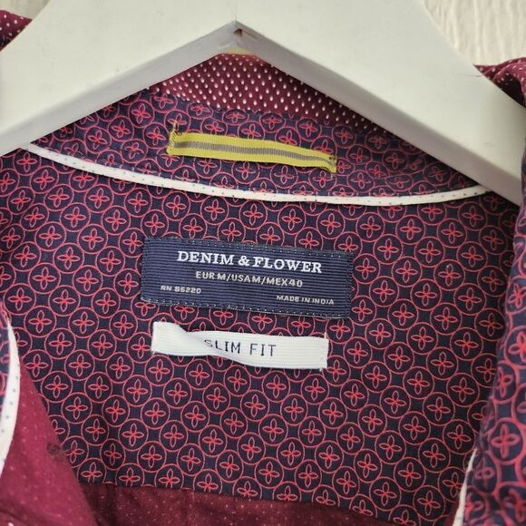 denim and Flower mens button up red button down shirt - Picture 3 of 5